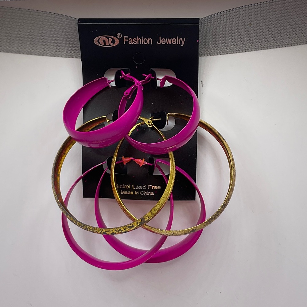 Fashion Jewelry Pink and Gold Bracelet Set